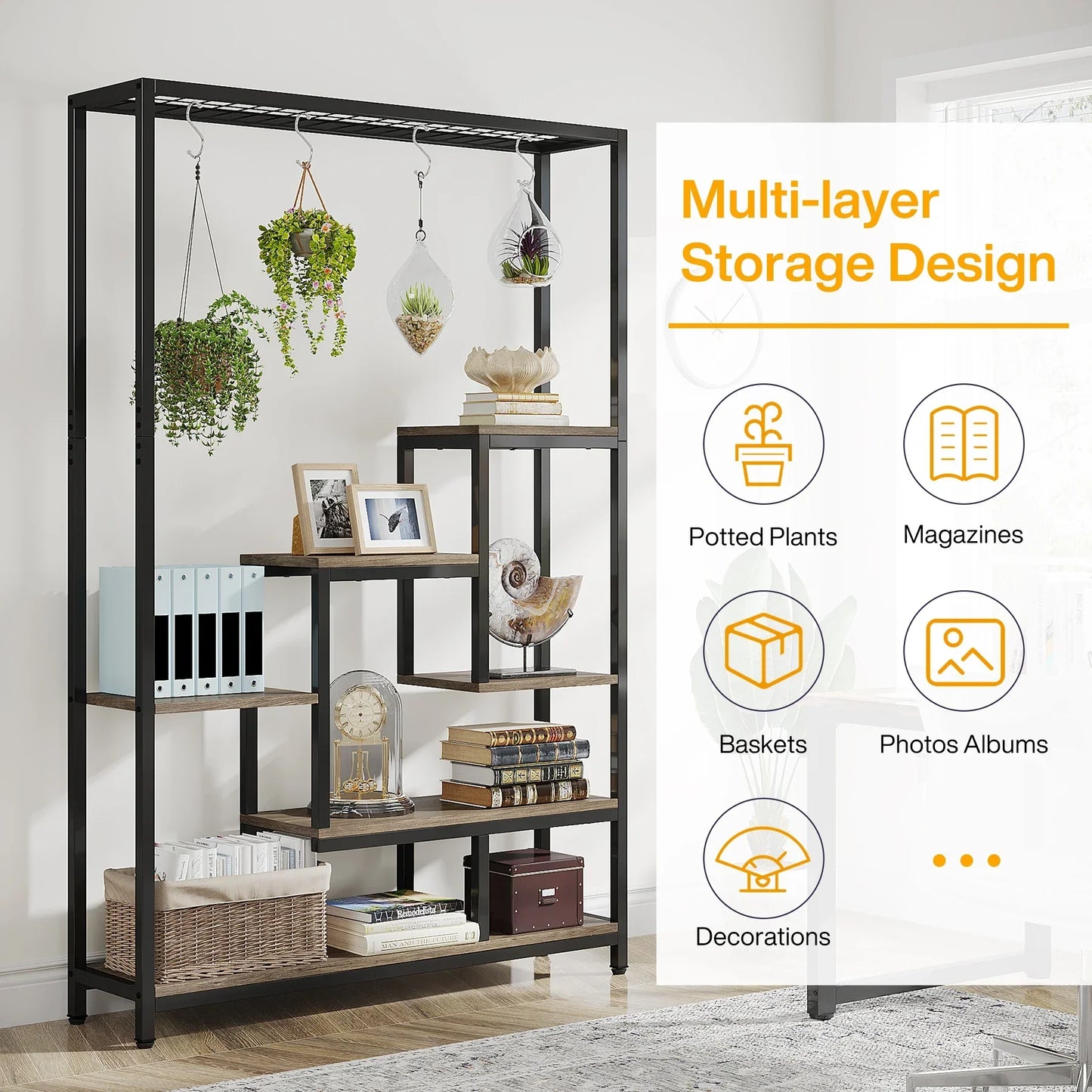DecorBites™ Modern 5-Tier Tall Metal Plant Stand