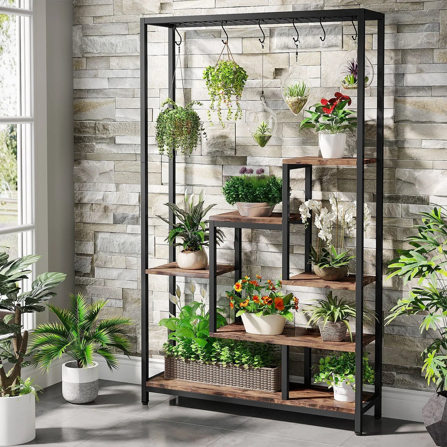 DecorBites™ Modern 5-Tier Tall Metal Plant Stand