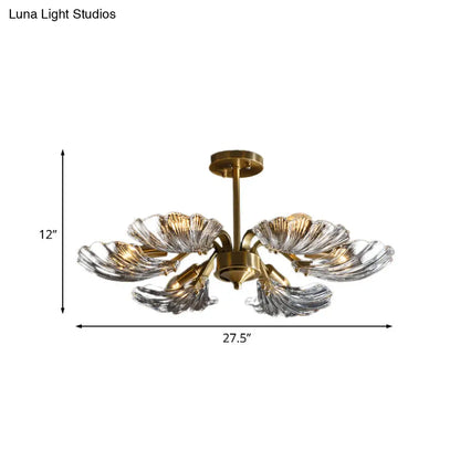 DecorBites™ Modern 6-Bulb Shell Glass Ceiling Light in Brass for Bedroom