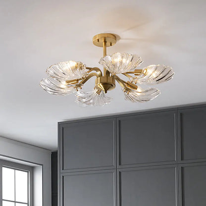 DecorBites™ Modern 6-Bulb Shell Glass Ceiling Light in Brass for Bedroom