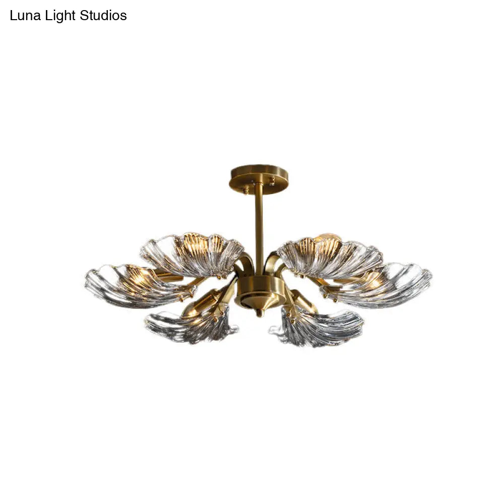 DecorBites™ Modern 6-Bulb Shell Glass Ceiling Light in Brass for Bedroom