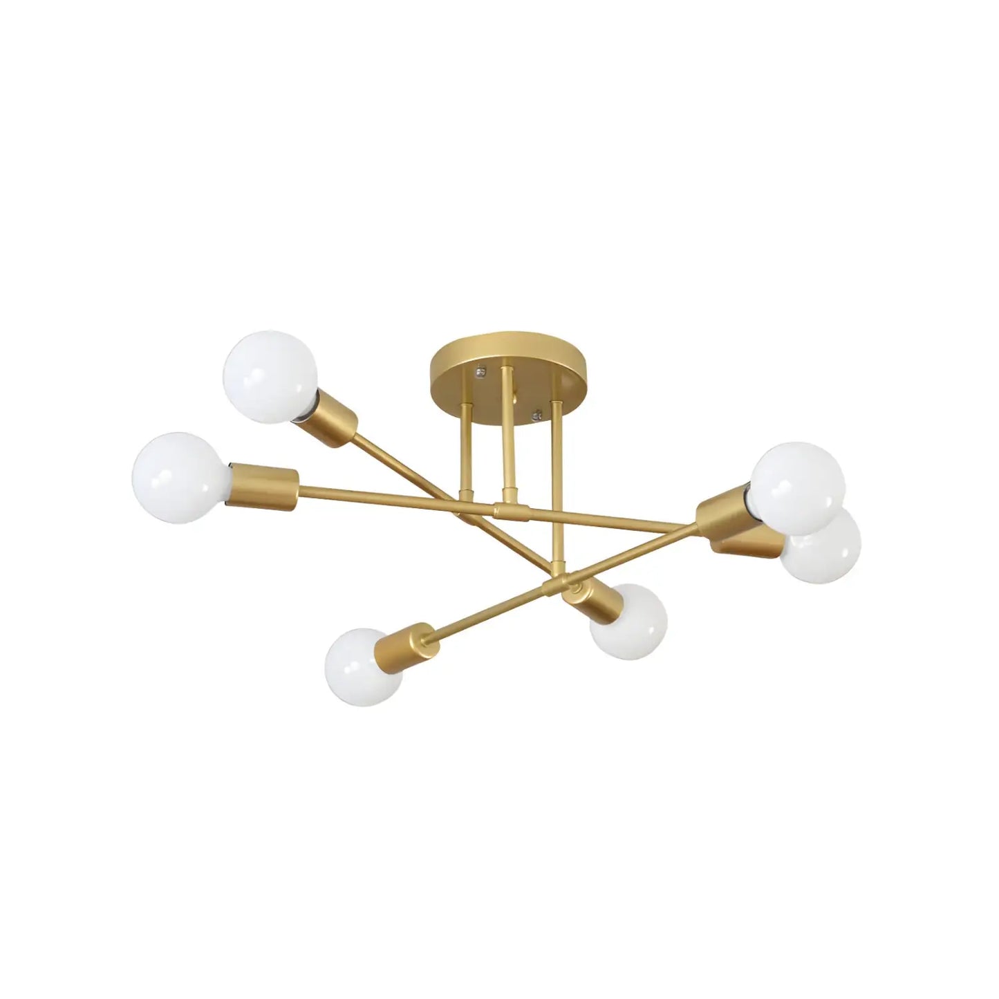 Modern 6 Head LED Chandelier with Black, White, and Gold Finish