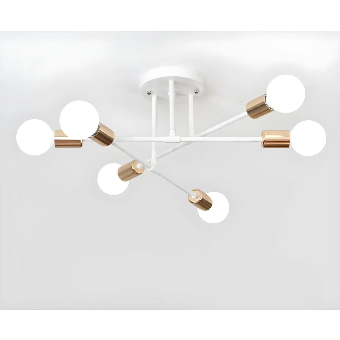 Modern 6 Head LED Chandelier with Black, White, and Gold Finish