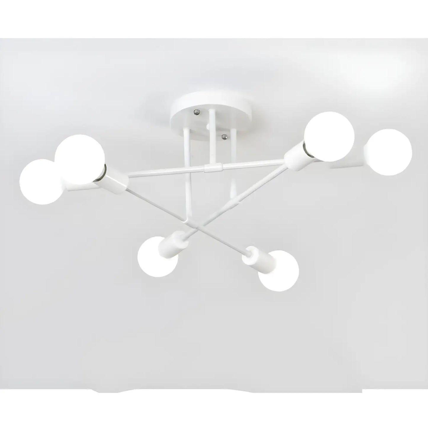 Modern 6 Head LED Chandelier with Black, White, and Gold Finish