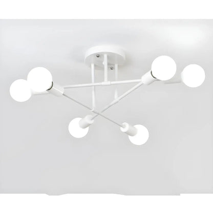 Modern 6 Head LED Chandelier with Black, White, and Gold Finish
