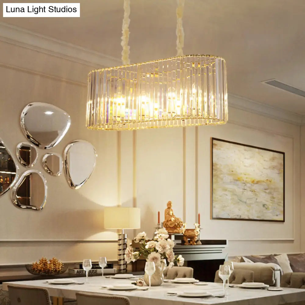 DecorBites™ Modern 8-Head Clear Crystal Island Pendant Light for Dining Room