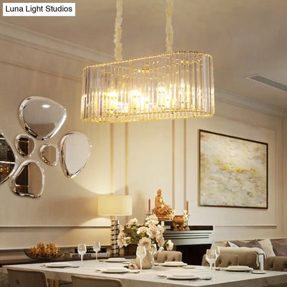 DecorBites™ Modern 8-Head Clear Crystal Island Pendant Light for Dining Room