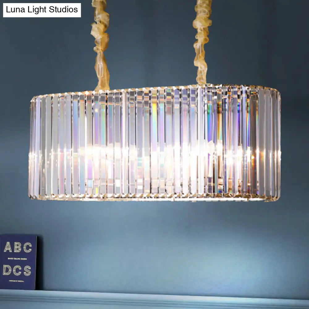 DecorBites™ Modern 8-Head Clear Crystal Island Pendant Light for Dining Room