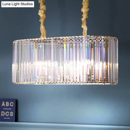 DecorBites™ Modern 8-Head Clear Crystal Island Pendant Light for Dining Room