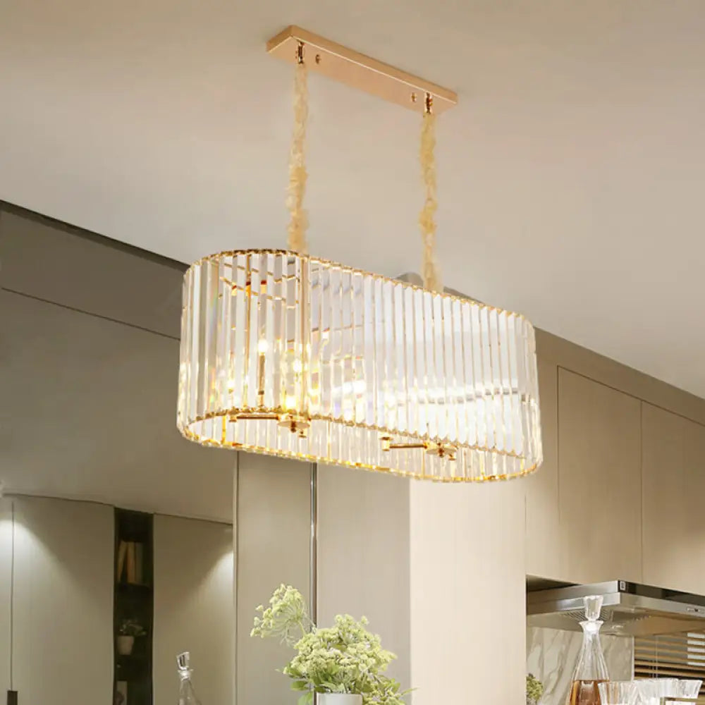 DecorBites™ Modern 8-Head Clear Crystal Island Pendant Light for Dining Room