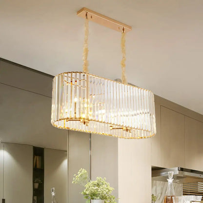 DecorBites™ Modern 8-Head Clear Crystal Island Pendant Light for Dining Room