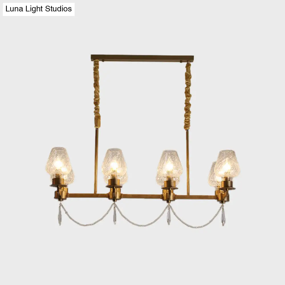 DecorBites™ Modern 8-Light Crystal Pendant Island Fixture in Brass