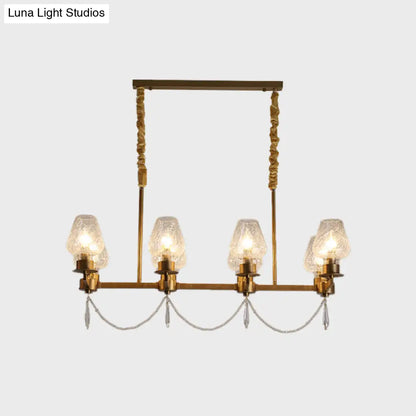 DecorBites™ Modern 8-Light Crystal Pendant Island Fixture in Brass