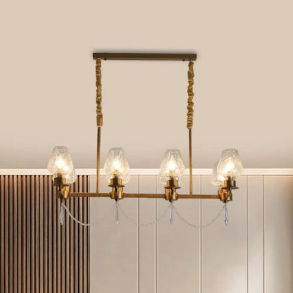 DecorBites™ Modern 8-Light Crystal Pendant Island Fixture in Brass
