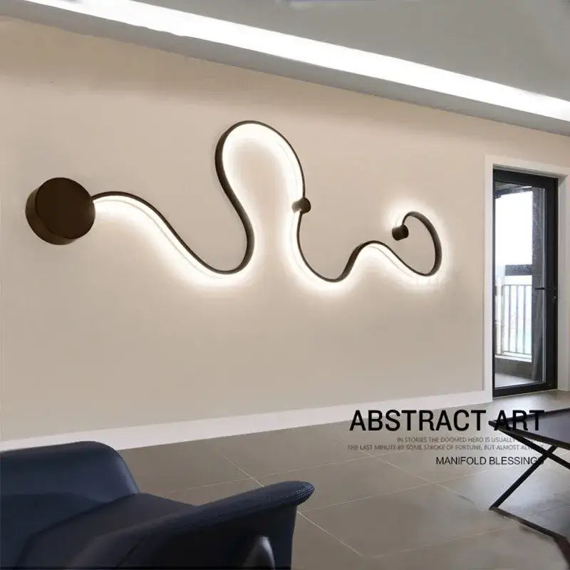 Modern abstract black iron body led wall lamp bedroom sconce
