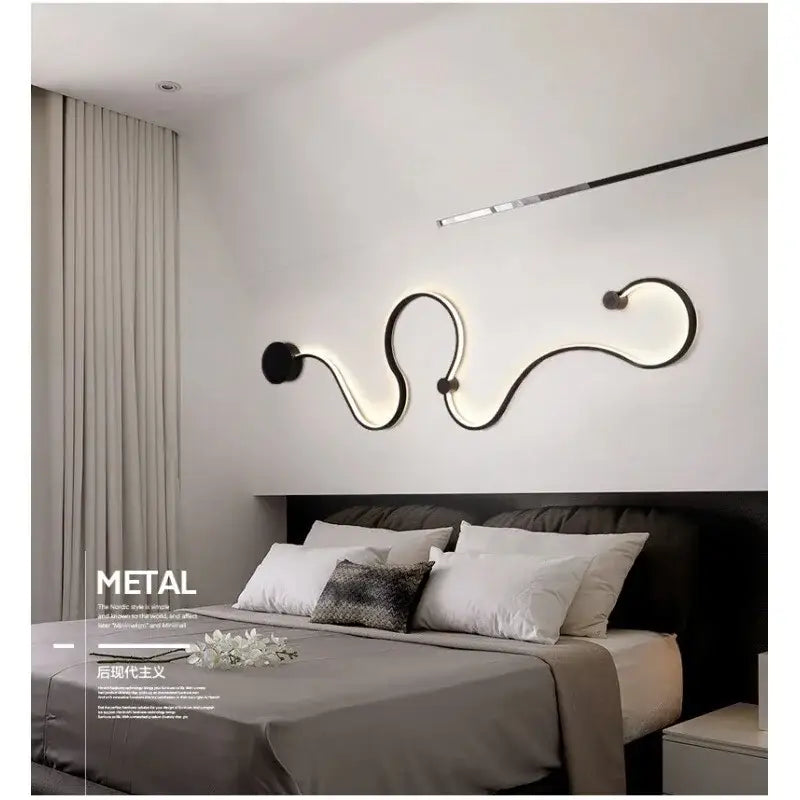 Modern abstract black iron body led wall lamp bedroom sconce