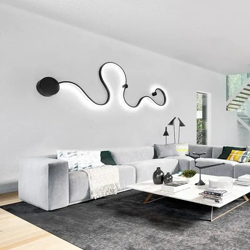 Modern abstract black iron body wall lamp for bedroom living room
