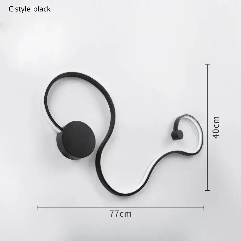 Modern abstract black iron body wall lamp for bedroom living room