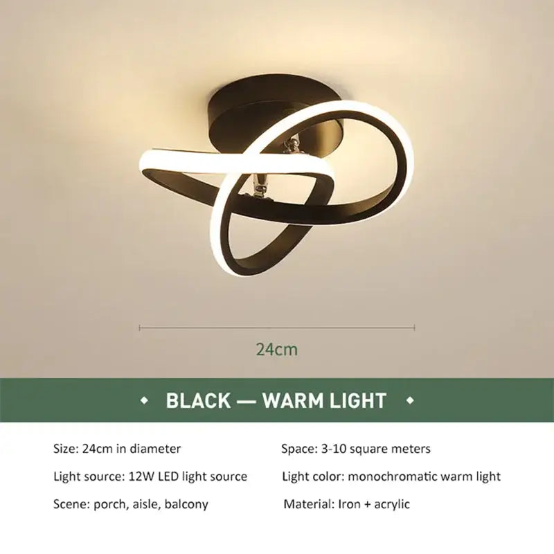 Modern abstract black & white led ceiling light for kitchens