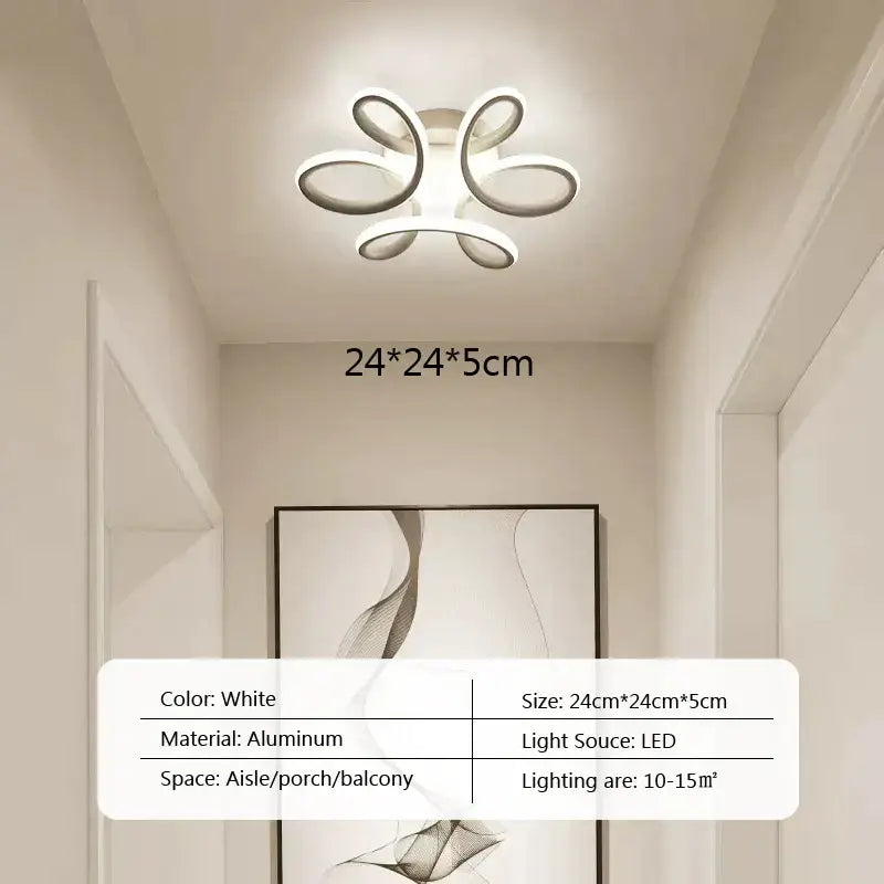Modern abstract black & white led ceiling light for kitchens