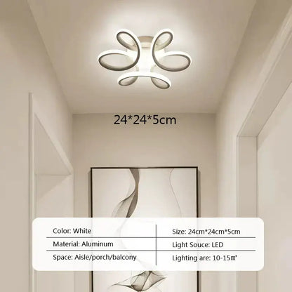 Modern abstract black & white led ceiling light for kitchens