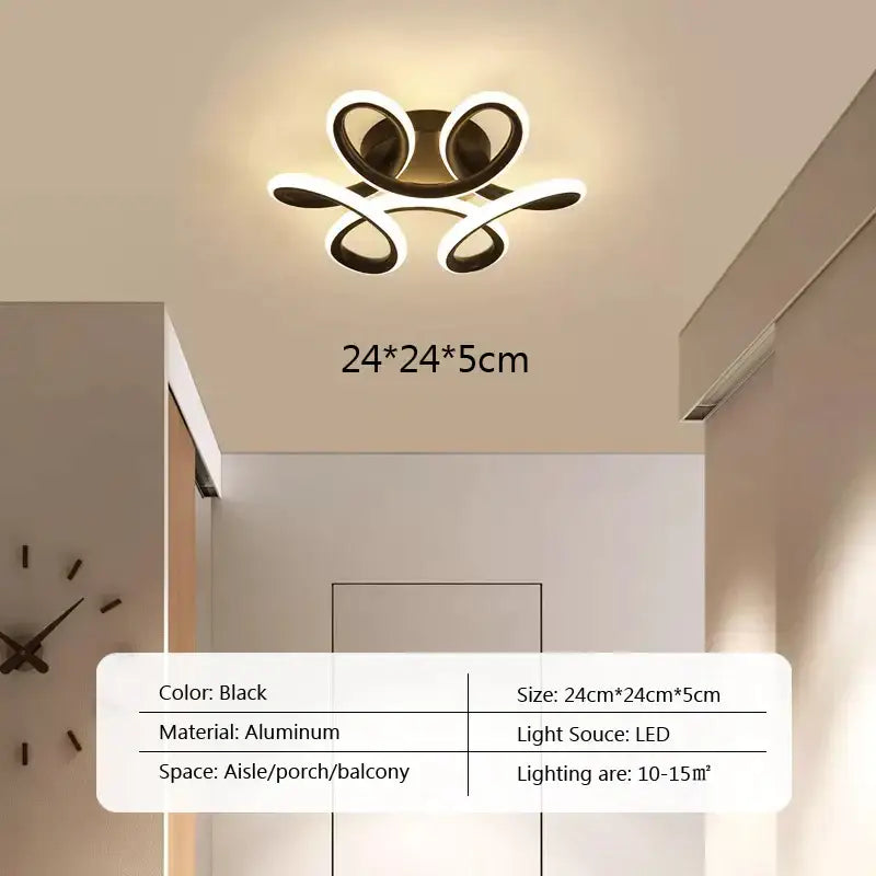 Modern abstract black & white led ceiling light for kitchens