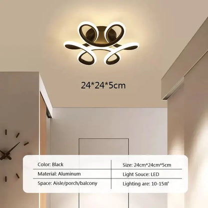 Modern abstract black & white led ceiling light for kitchens
