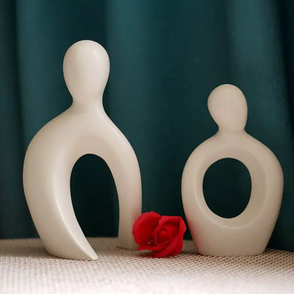 Modern abstract ceramic couple love sculpture living room decor