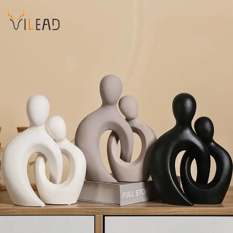 Modern abstract ceramic couple love sculpture living room decor