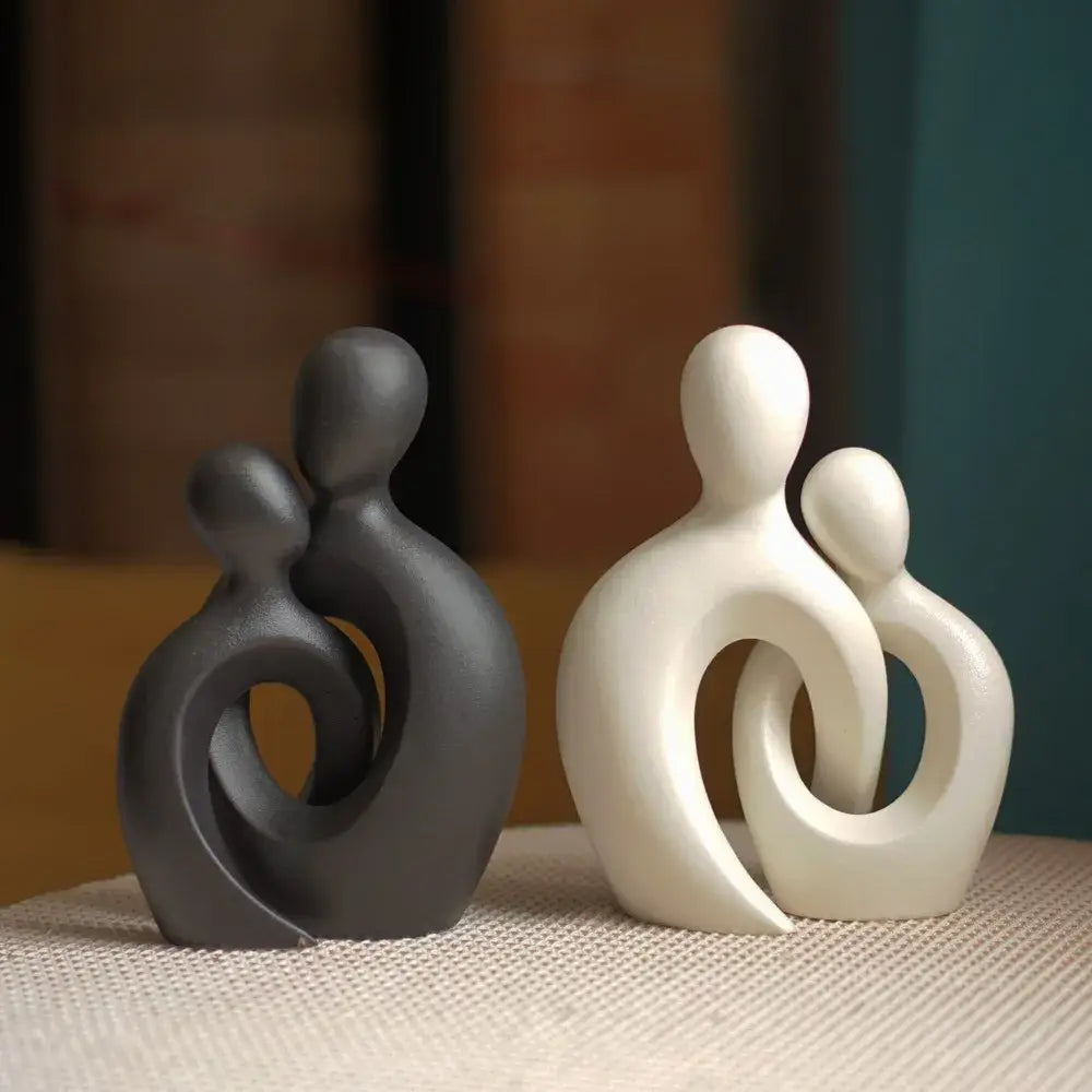 Modern abstract ceramic couple love sculpture living room decor