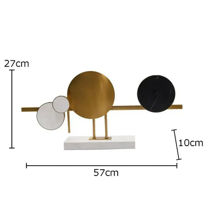 Modern abstract circular marble sculpture brass desk decor living room