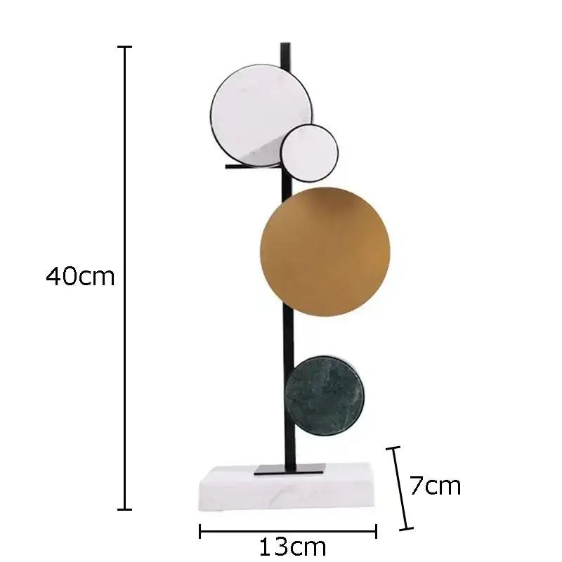 Modern abstract circular marble sculpture brass desk decor living room