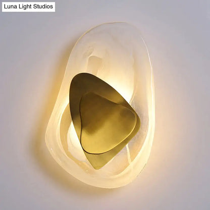 Modern abstract clear glass rock wall sconce black & gold dining room