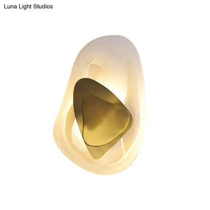 Modern abstract clear glass rock wall sconce black & gold dining room
