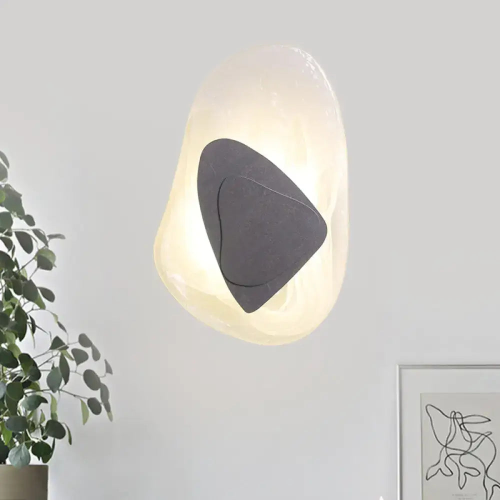 Modern abstract clear glass rock wall sconce black & gold dining room