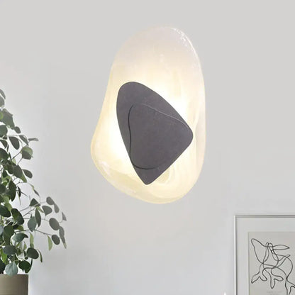 Modern abstract clear glass rock wall sconce black & gold dining room