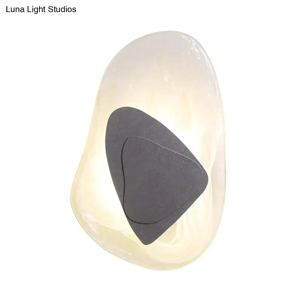 Modern abstract clear glass rock wall sconce black & gold dining room