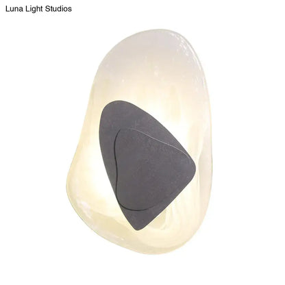 Modern abstract clear glass rock wall sconce black & gold dining room