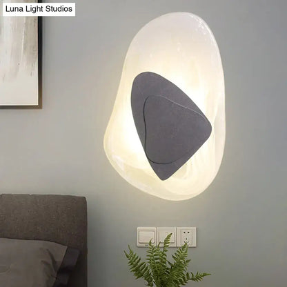 Modern abstract clear glass rock wall sconce black & gold dining room