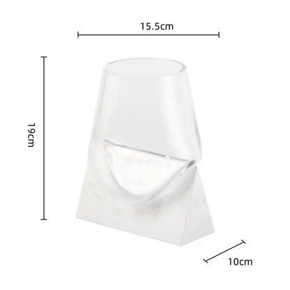 Modern abstract glass vase with white marble base living room decor