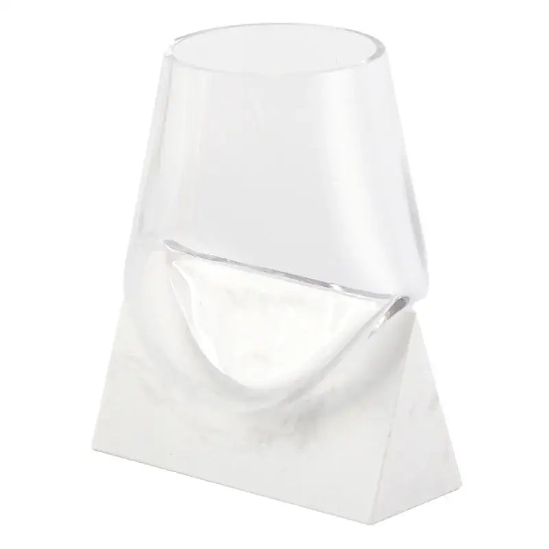 Modern abstract glass vase with white marble base living room decor