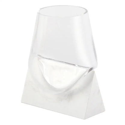 Modern abstract glass vase with white marble base living room decor