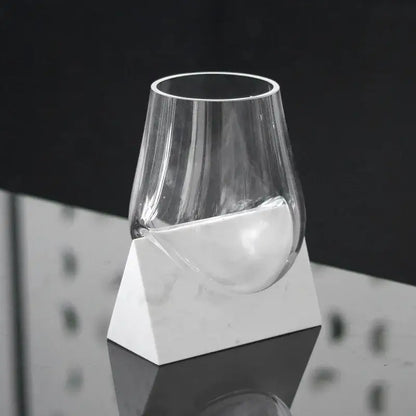 Modern abstract glass vase with white marble base living room decor