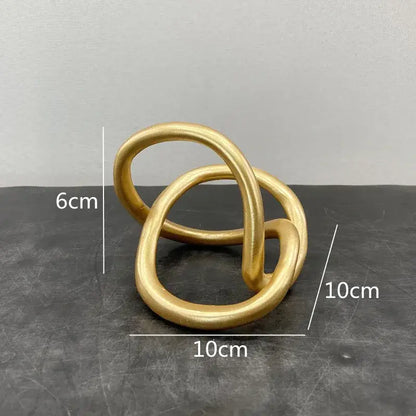 Modern abstract gold ring knot sculpture living room art decor