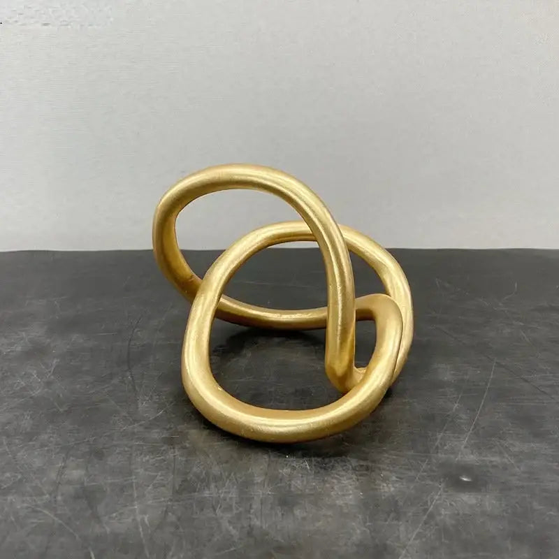 Modern abstract gold ring knot sculpture living room art decor