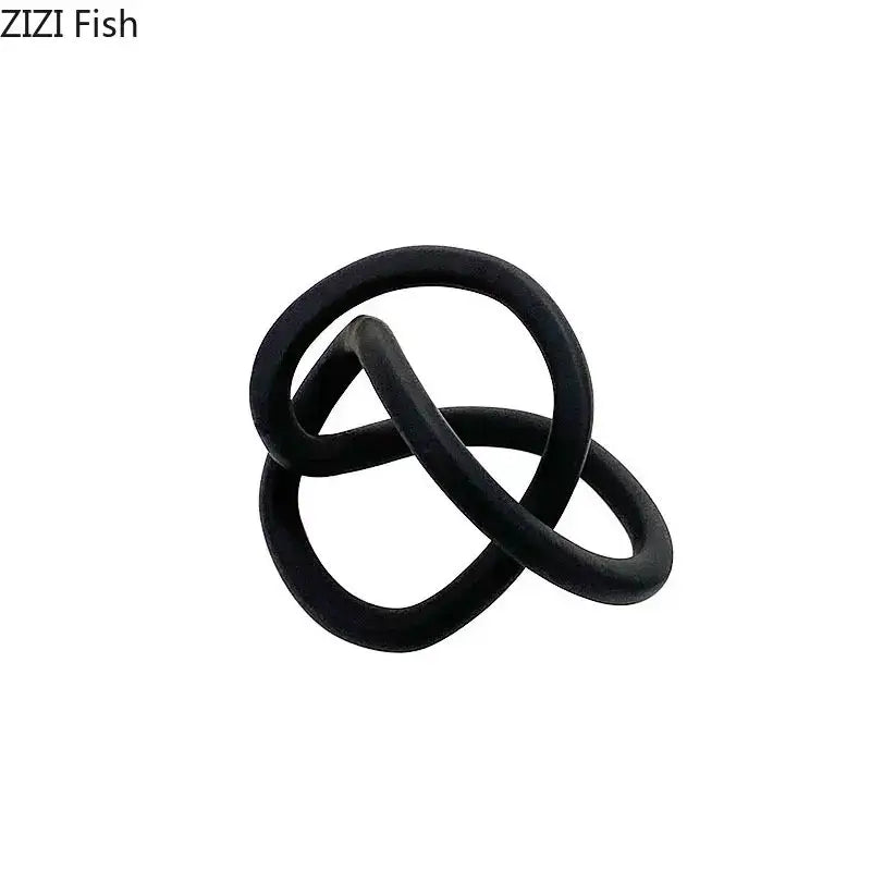 Modern abstract gold ring knot sculpture living room art decor