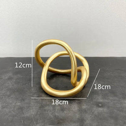 Modern abstract gold ring knot sculpture living room art decor