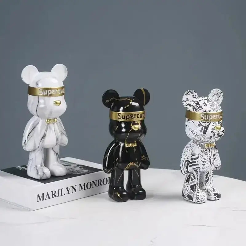 Modern abstract graffiti bear figurine living room decor statuette