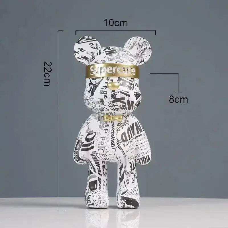 Modern abstract graffiti bear figurine living room decor statuette