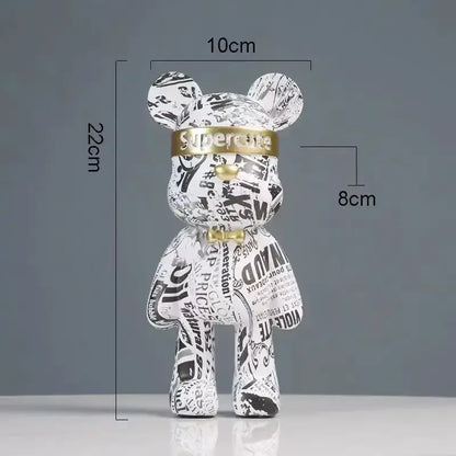 Modern abstract graffiti bear figurine living room decor statuette